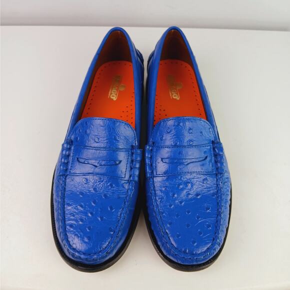 Sebago USA Women's SZ 9.5 Docksides Ostrich Leather Penny Loafer Royal Blue RARE - Picture 7 of 11